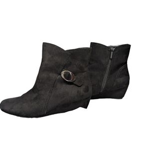 MPO faux black suede Ankle boots with 2" heel. NWOT/box.